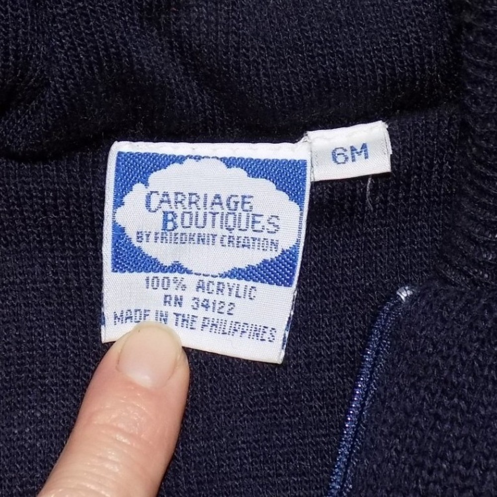 Carriage Boutiques Knit Pram Suit Kids 6M Navy New Teddy Bear Hooded Bunting - Picture 3 of 6